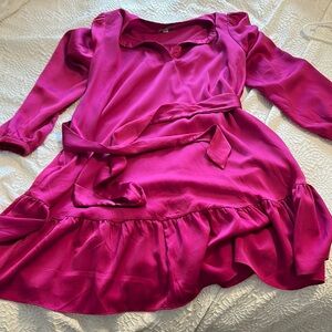 She + Sky Fuchsia Satin Dress